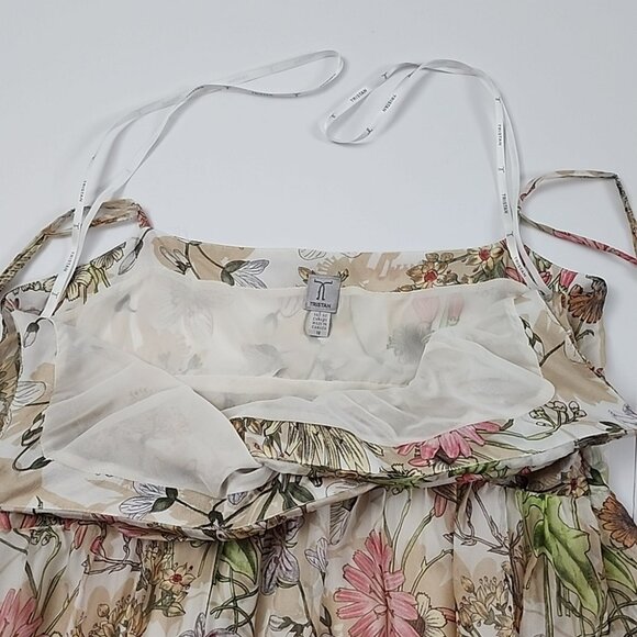 Tristan Women's Maxi Strapless Dress Floral Print Cream Pink Flowy Size 16 - Picture 8 of 16